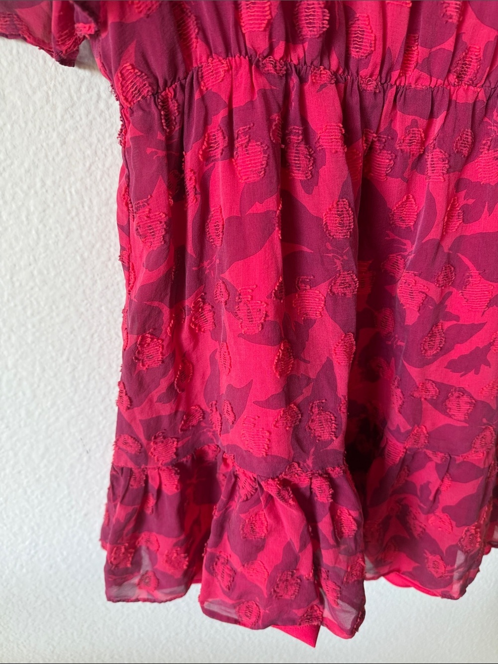 Joie Teresa Pink Floral Silk Cotton Blend Ruffle Mini Dress Size XS - Picture 6 of 9
